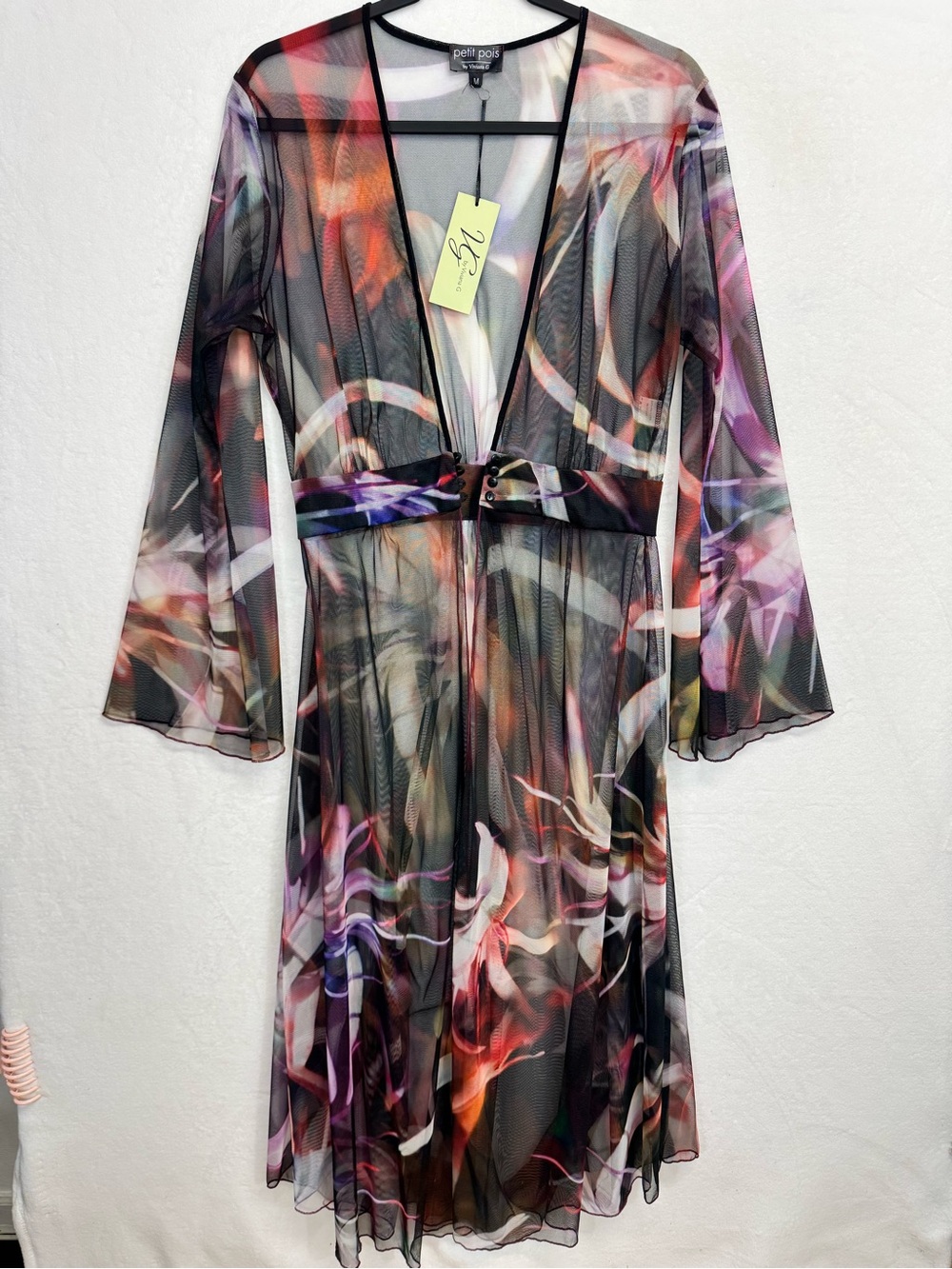 Petit Pois by Viviana G L Multicolor Mix Floral Print Mesh Boutique Dress NWT